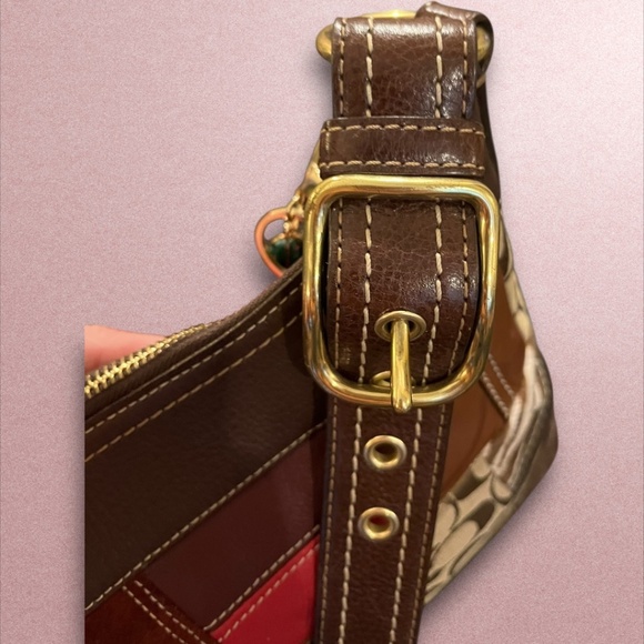 Coach 10435 Patchwork Crossbody Bag Brown Suede Leather Canvas Y2K Vintage - Picture 14 of 15